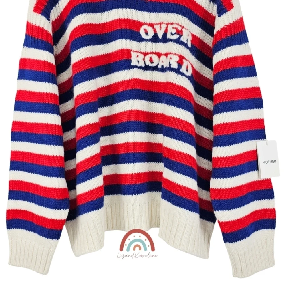 New! Mother The Biggie Oversized Sweater Overboard Stripped